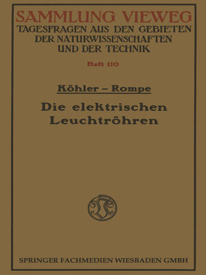 cover image of Die elektrischen Leuchtröhren